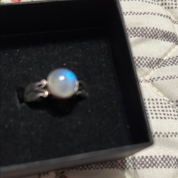 Luminous Silver Moonstone Ring. Sterling silver brand. Size 8 8 1/2. - Picture 2 of 5